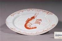 藏品(印繪紅蝦折沿淺橢圓盤)的圖片