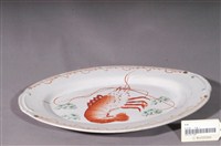 藏品(印繪紅蝦折沿淺橢圓盤)的圖片