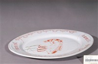 藏品(印繪紅蝦折沿淺橢圓盤)的圖片