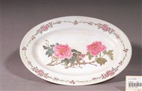 藏品(印繪花卉紋橢圓盤)的圖片