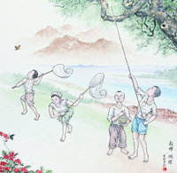 藏品(黃金田繪《粘蟬網蝶》)的圖片
