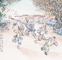 藏品(黃金田繪《虎頭三、基隆四、 雞屎泥仔叮百貳、黃拉屎叮十四》)的圖片