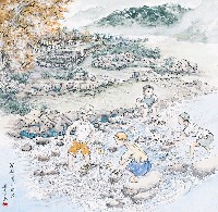 藏品(黃金田繪《油麻骨作水車》)的圖片