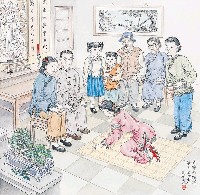 藏品(黃金田繪《出嫁前跪拜》)的圖片
