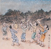 藏品(黃金田繪《趕天狗救月亮》)的圖片