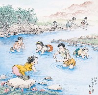 藏品(黃金田繪《摸蜆仔》)的圖片