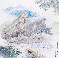 藏品(黃金田繪《大水牛港拖牛車爬大崎》)的圖片