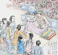 藏品(黃金田繪《賣布》)的圖片