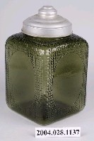 藏品(深綠色四方桶型玻璃糖果罐)的圖片
