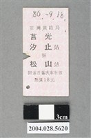 藏品(臺灣鐵路局莒光號汐止至松山站車票)的圖片