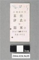 藏品(臺灣鐵路局莒光號汐止至羅東站車票)的圖片