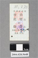 藏品(臺灣鐵路局復興號苑裡至後龍站車票)的圖片