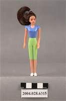 藏品(美泰兒公司發行之藍衣綠褲芭比娃娃)的圖片