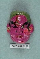 藏品(土黏香戲偶紅面人像偶頭半成品)的圖片