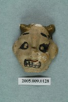 藏品(土黏香戲偶雙角白面怪偶頭半成品)的圖片