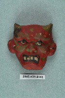 藏品(土黏香戲偶雙角紅面怪偶頭半成品)的圖片