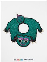 藏品(青綠緞地祥獅彩繡圍涎)的圖片