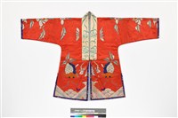 藏品(紅色絲緞對襟彩繡童衣)的圖片