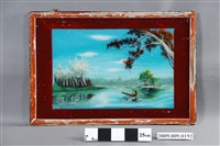 藏品(情侶划船風景玻璃畫)的圖片