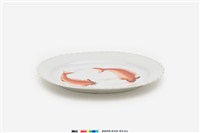 藏品(印花赤繪金彩雙魚紋橢圓盤)的圖片