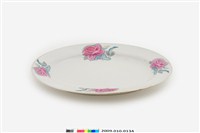 藏品(白瓷彩釉印花薔薇紋橢圓盤)的圖片