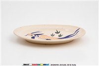 藏品(手繪粉紅釉鈷藍魚紋橢圓盤)的圖片