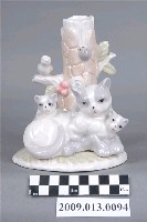 藏品(臺灣苗栗產親子貓咪造型檯燈座)的圖片