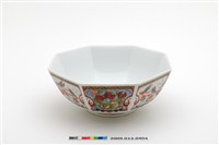 藏品(白瓷彩釉轉印牡丹金魚紋八方碗)的圖片