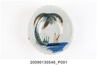藏品(彩繪椰樹海景紋菱花口碗)的圖片