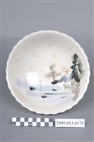藏品(彩繪湖水風景紋菱花口碗)的圖片