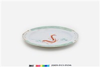 藏品(印花紅釉水中雙魚紋橢圓盤)的圖片