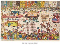 藏品(董谷音繪製慶祝美國建國二百年兒童畫比賽作品第五名「我所知道的美國」)的圖片