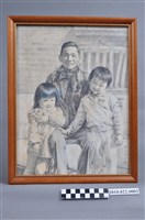 藏品(陸季盈先生與孫女合照之素描臨摹畫)的圖片