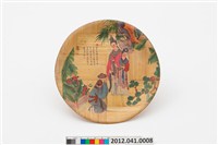 藏品(兩女一男奉茶圖竹製圓盤)的圖片