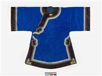 藏品(寶藍絲質緹花大襟鑲緄女衫)的圖片