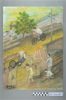 藏品(謝招治《淡水河岸的料館巷》)的圖片