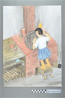 藏品(謝招治《小孩炒花生》)的圖片