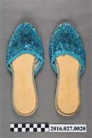 藏品(生生皮鞋製綴藍色珠花皮拖鞋)的圖片