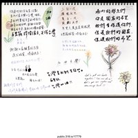 藏品(大量支持者的簽名、留言以及插畫的文件 )的圖片