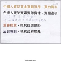 藏品(「中國人買奶買金買醫買房」標語 )的圖片