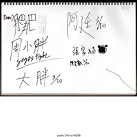 藏品(大量支持者的簽名、留言以及插畫的文件 )的圖片