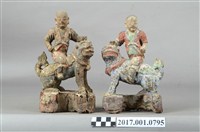 藏品(木雕騎獅童子像組)的圖片