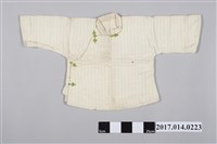 藏品(女童白地藍黃條紋漢式長袖短衫)的圖片