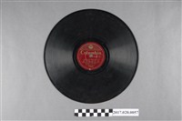 藏品(古倫美亞出品編號100264日語歌曲《北白川宮能久親王殿下遺跡奉讚歌、蓬萊搬巨木音頭》蟲膠唱片)的圖片