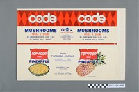 藏品(日本東京TOP-FOOD鳳梨罐頭及匹茲堡code罐頭蘑菇外銷商標)的圖片