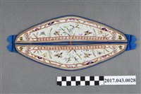 藏品(水藍絲緞繡竹雀紋眉勒)的圖片