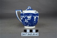 藏品(青花印花柳樹紋雙耳糖罐)的圖片