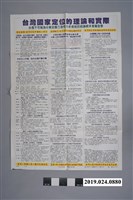 藏品(台灣國臨時政府文宣〈台灣國家定位的理論與實際〉海報)的圖片