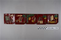 藏品(木製原住民人文生活圖樣漆器擺飾組)的圖片