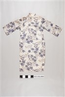藏品(白綢地藍印花立領長袖夏旗袍)的圖片